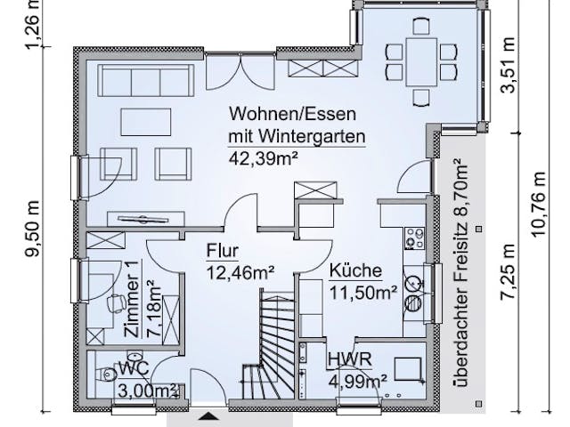 Fertighaus SH 160 WG von ScanHaus Marlow, Satteldach-Klassiker Grundriss 1