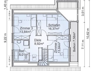 Fertighaus SH 160 WG von ScanHaus Marlow, Satteldach-Klassiker Grundriss 2