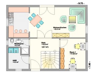 Fertighaus Sime von Hagemann Haus Schlüsselfertig ab 158100€, Satteldach-Klassiker Grundriss 1