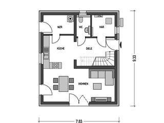Massivhaus Alto 300 von Hausbau Düren Schlüsselfertig ab 199603€, Satteldach-Klassiker Grundriss 1