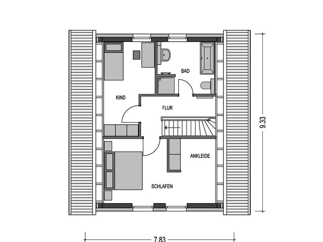 Massivhaus Alto 300 von Hausbau Düren Schlüsselfertig ab 199603€, Satteldach-Klassiker Grundriss 2