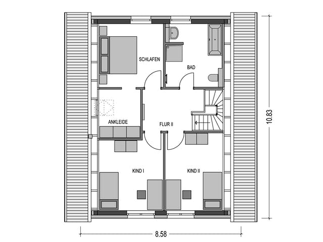 Massivhaus Alto 520 von Hausbau Düren Schlüsselfertig ab 229916€, Satteldach-Klassiker Grundriss 2