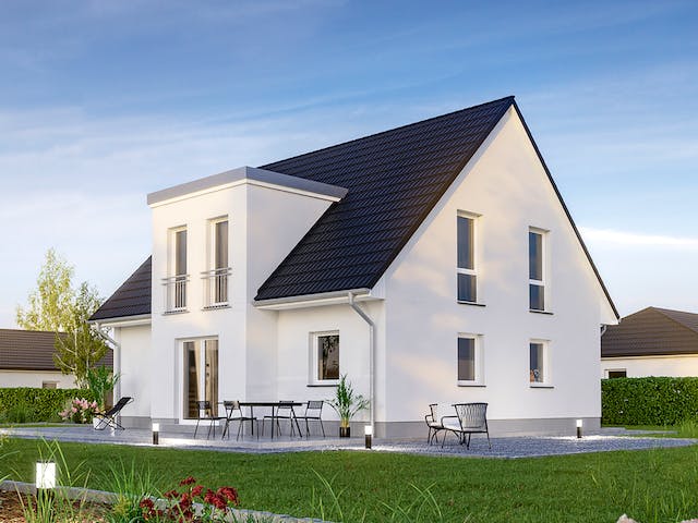Massivhaus Alto 631 von Hausbau Düren Schlüsselfertig ab 263070€, Satteldach-Klassiker Außenansicht 1