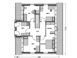 Massivhaus Alto 631 von Hausbau Düren Schlüsselfertig ab 263070€, Satteldach-Klassiker Grundriss 2