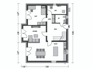 Massivhaus Alto 650 von Hausbau Düren Schlüsselfertig ab 271180€, Satteldach-Klassiker Grundriss 1