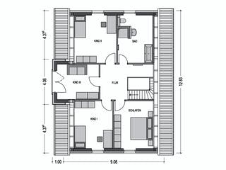 Massivhaus Alto 650 von Hausbau Düren Schlüsselfertig ab 271180€, Satteldach-Klassiker Grundriss 2