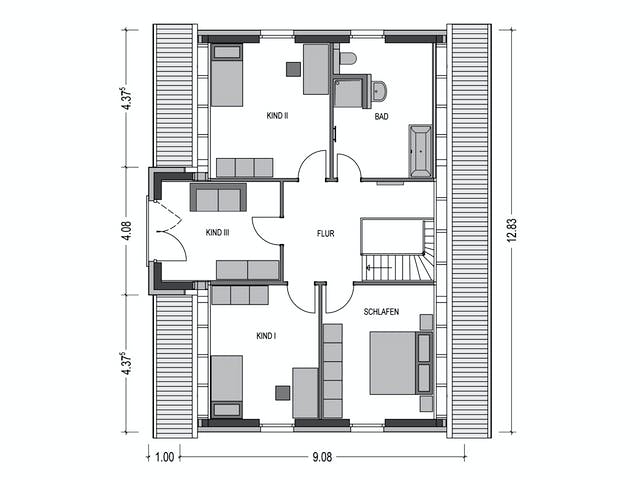 Massivhaus Alto 650 von Hausbau Düren Schlüsselfertig ab 271180€, Satteldach-Klassiker Grundriss 2