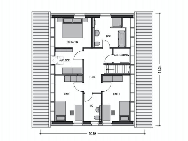 Massivhaus Alto F11 von Hausbau Düren Schlüsselfertig ab 270413€, Satteldach-Klassiker Grundriss 2