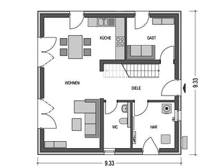 Massivhaus Arcus 130 von Hausbau Düren Schlüsselfertig ab 249384€, Stadtvilla Grundriss 1