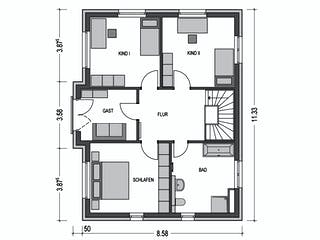 Massivhaus Calvus 530 von Hausbau Düren Schlüsselfertig ab 270763€, Satteldach-Klassiker Grundriss 2