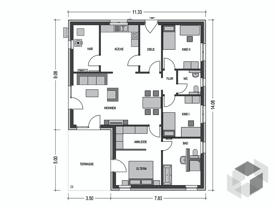 Cumulus 960 von Hausbau Düren Grundriss