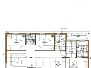 Fertighaus Lindholm 92+27 von EBK Haus, Bungalow Grundriss 1