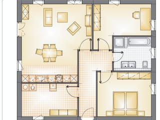 Massivhaus Smart 90 von F.C. Nüdling Fertigteiltechnik Schlüsselfertig ab 180000€, Bungalow Grundriss 1