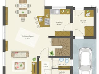 Fertighaus SMART A - Flachdach von öko-domo, Cubushaus Grundriss 3