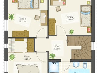 Fertighaus SMART A - Pultdach von öko-domo, Pultdachhaus Grundriss 1