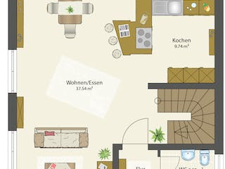 Fertighaus SMART A - Pultdach von öko-domo, Pultdachhaus Grundriss 2