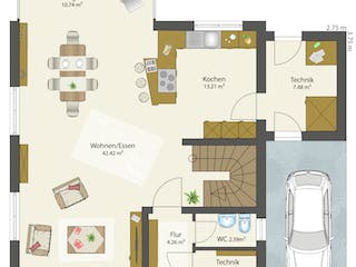 Fertighaus SMART B - Flachdach von öko-domo, Cubushaus Grundriss 3