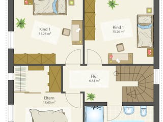 Fertighaus SMART B - Pultdach von öko-domo, Pultdachhaus Grundriss 1