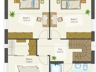 Fertighaus SMART B - Satteldach von öko-domo, Satteldach-Klassiker Grundriss 1
