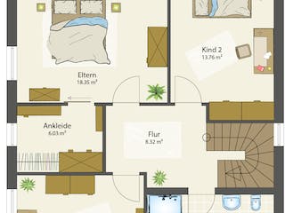 Fertighaus SMART C - Flachdach von öko-domo, Cubushaus Grundriss 1