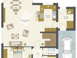 Fertighaus SMART C - Flachdach von öko-domo, Cubushaus Grundriss 3