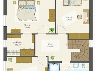 Fertighaus SMART C - Pultdach von öko-domo, Pultdachhaus Grundriss 1