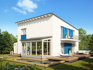 Fertighaus SMART D - Pultdach von öko-domo, Pultdachhaus Außenansicht 1