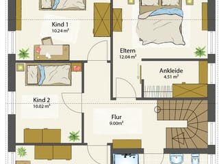 Fertighaus SMART D - Satteldach von öko-domo, Satteldach-Klassiker Grundriss 1