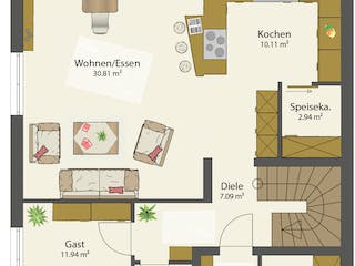 Fertighaus SMART D - Satteldach von öko-domo, Satteldach-Klassiker Grundriss 2