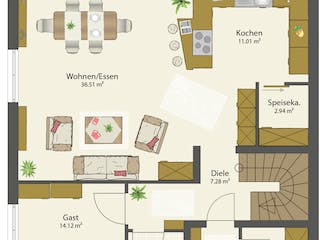 Fertighaus SMART E - Satteldach von öko-domo, Satteldach-Klassiker Grundriss 2