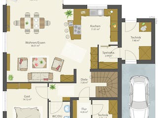 Fertighaus SMART E - Satteldach von öko-domo, Satteldach-Klassiker Grundriss 3