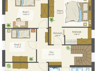 Fertighaus SMART E - Walmdach von öko-domo, Stadtvilla Grundriss 1