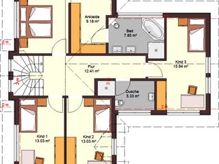 Fertighaus Family 177 von Zimmermann Haus Schlüsselfertig ab 326560€, Satteldach-Klassiker Grundriss 2