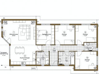 Fertighaus Bornholm 135+12 von EBK Haus, Bungalow Grundriss 1