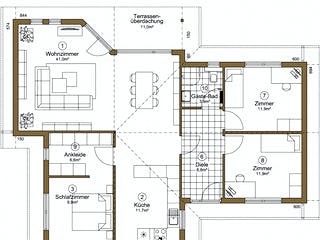 Fertighaus Musholm 120+11 von EBK Haus, Bungalow Grundriss 1