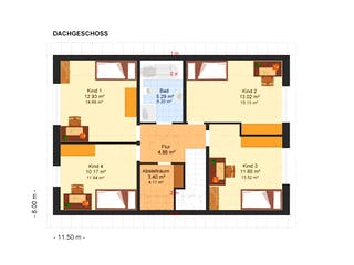 Fertighaus Solea 170 von Klaus Kowalski Immobilien Schlüsselfertig ab 201492€, Satteldach-Klassiker Grundriss 1