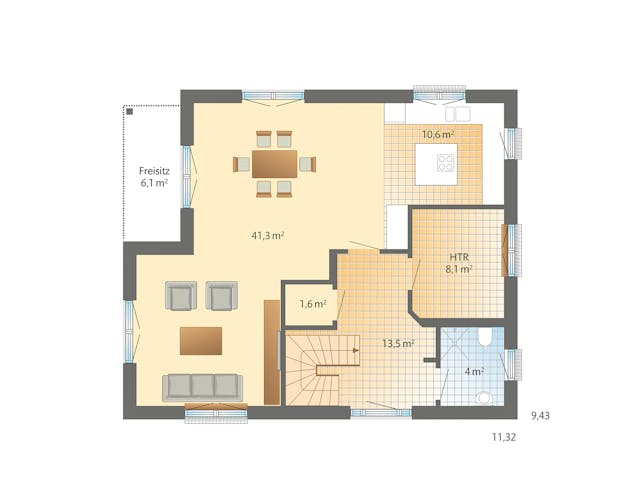 Fertighaus Solitüde von Danhaus Deutschland Schlüsselfertig ab 491654€, Stadtvilla Grundriss 1