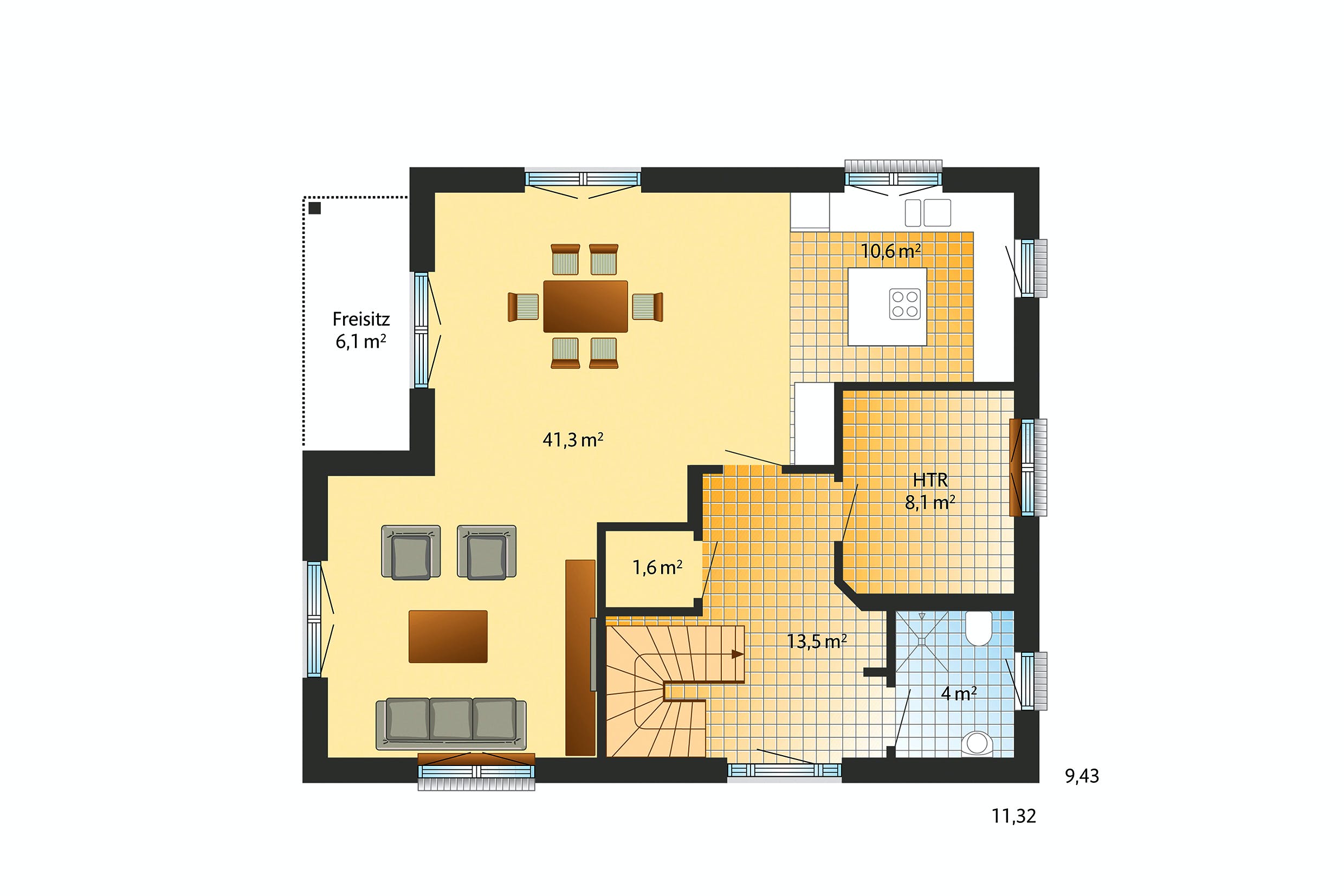 Fertighaus Solitüde von Danhaus Schlüsselfertig ab 440784€, Stadtvilla Grundriss 1
