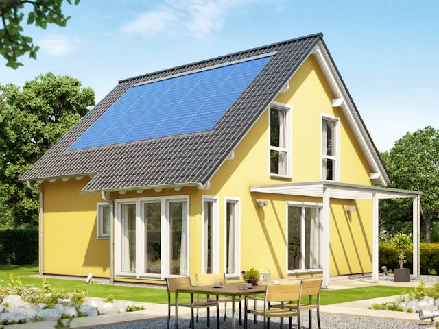 Fertighaus SOLUTION 125 V3 von Living Fertighaus Schlüsselfertig ab 350140€, Satteldach-Klassiker Außenansicht 1