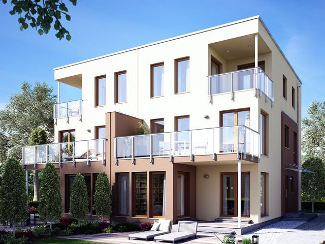 Kubushaus Doppelhaus mit Dachterrasse