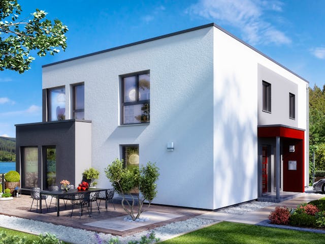 Fertighaus SOLUTION 204 V9 L von Living Fertighaus Schlüsselfertig ab 615349€, Cubushaus Außenansicht 1
