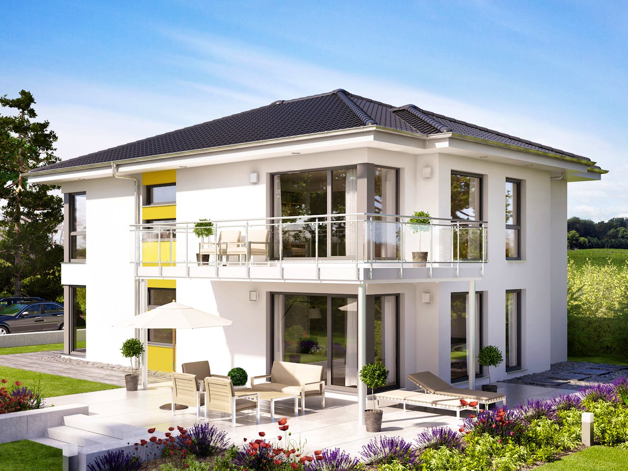 Fertighaus SOLUTION 204 V6 L von Living Fertighaus Schlüsselfertig ab 518569€, Stadtvilla Außenansicht 1