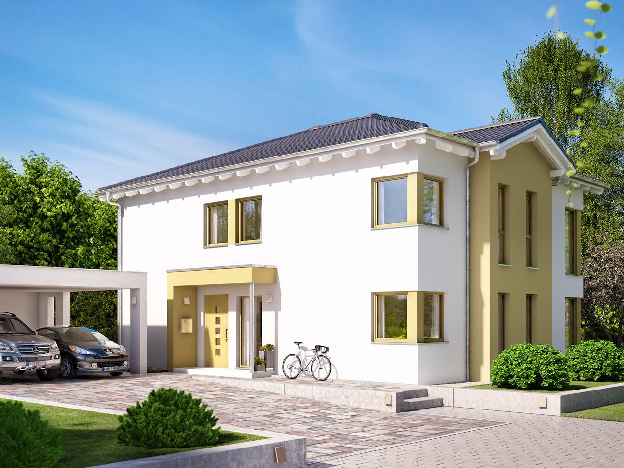 Fertighaus SOLUTION 204 V7 L von Living Fertighaus Schlüsselfertig ab 518569€, Stadtvilla Außenansicht 1