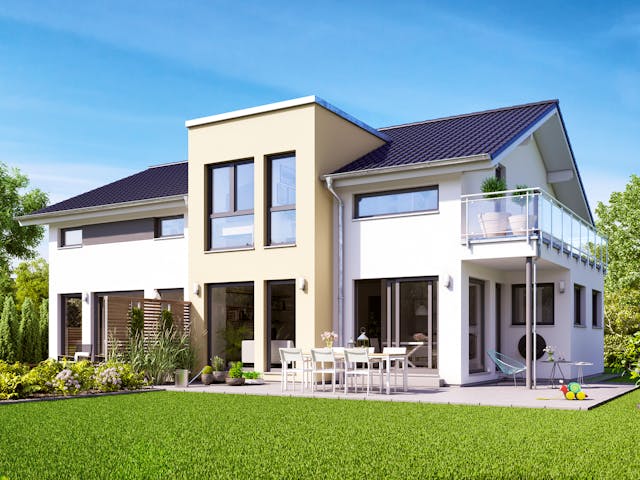 Fertighaus SOLUTION 230 V4 von Living Fertighaus Schlüsselfertig ab 538329€, Satteldach-Klassiker Außenansicht 1 Fertighaus SOLUTION 230 V4 von Living Fertighaus Schlüsselfertig ab 538329€, Satteldach-Klassiker Außenansicht 1