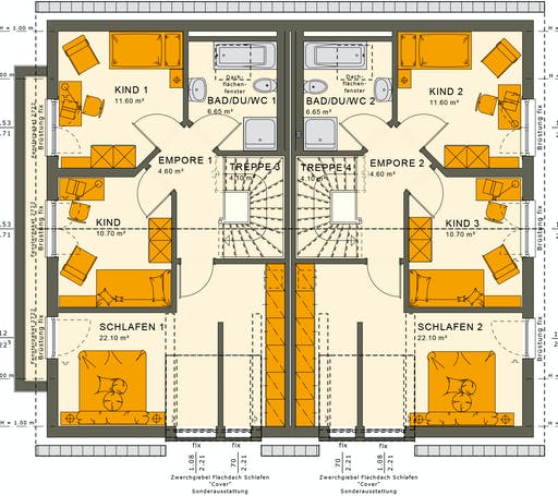 Fertighaus SOLUTION 242 V3 von Living Fertighaus Ausbauhaus ab 306050€, Satteldach-Klassiker Grundriss 2