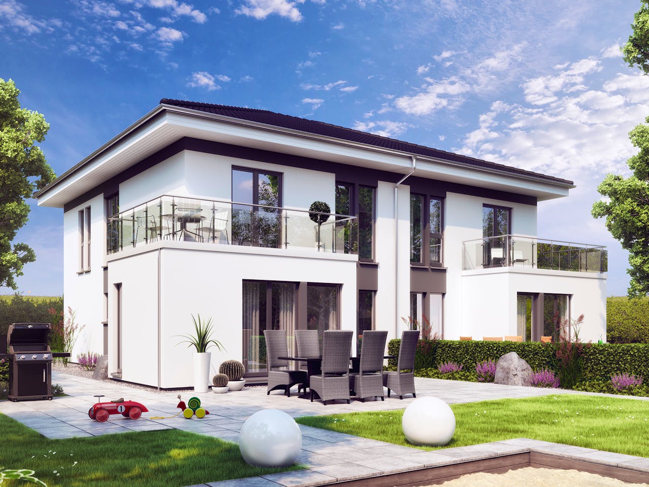 Fertighaus SOLUTION 242 V6 von Living Fertighaus Schlüsselfertig ab 589769€, Stadtvilla Außenansicht 1