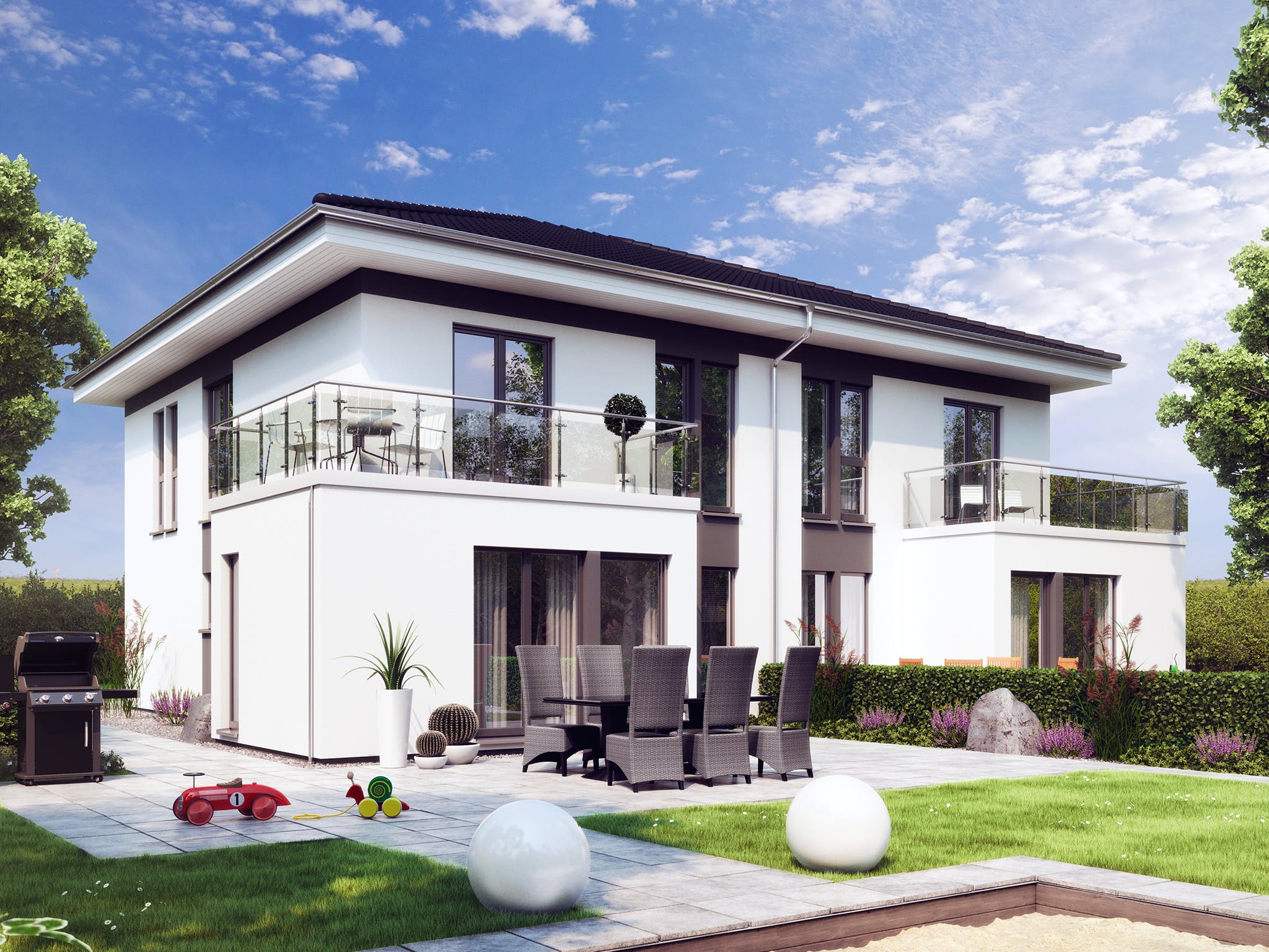 Fertighaus SOLUTION 242 V6 von Living Fertighaus Ausbauhaus ab 328647€, Stadtvilla Außenansicht 1