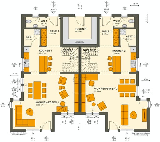Fertighaus SOLUTION 242 V6 von Living Fertighaus Ausbauhaus ab 328647€, Stadtvilla Grundriss 1