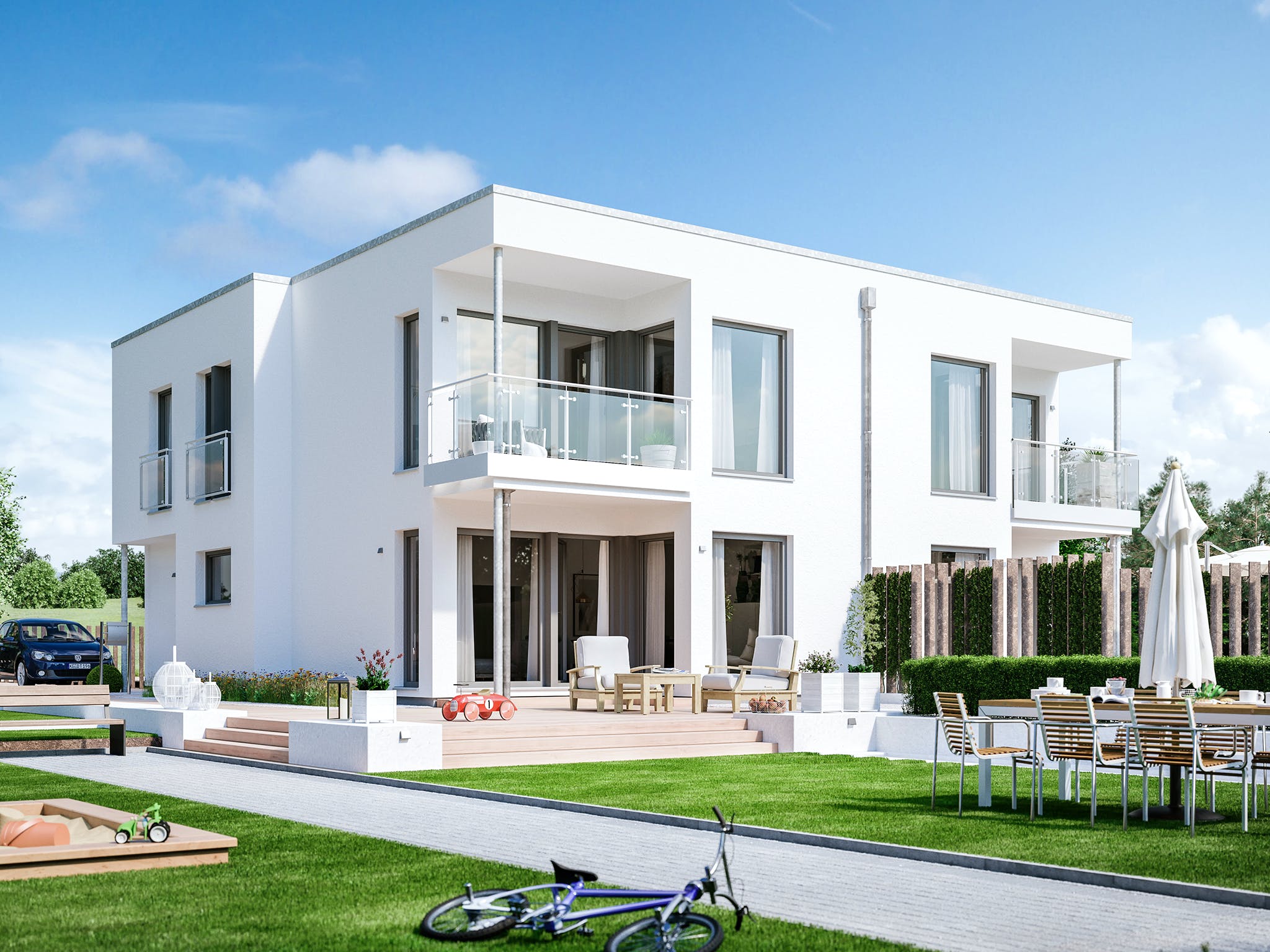 Fertighaus SOLUTION 242 V7 von Living Fertighaus Ausbauhaus ab 567414€, Cubushaus Außenansicht 1