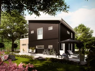 Fertighaus Solvik von Eksjöhus AB Bausatzhaus ab 189625€, Pultdachhaus Außenansicht 2